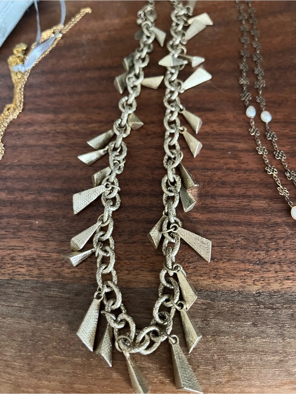 Gold-Tone Textured Dangle Charm Necklace - Women's Jewelry